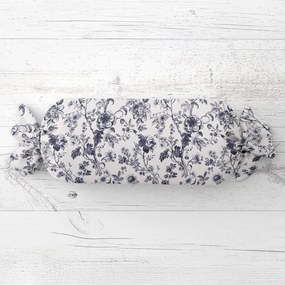 Biante Vankúš valec bonbon Sandra SA-638 Temne modré kvety na bielom 15x40 cm