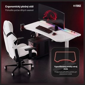 Elektrický herný stôl RGB s držiakmi, biely, 140 cm: Diablo X-Forge 1400