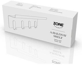 Svetlosivý oceľový nástenný vešiak s poličkou 11,5 cm A-Hallway – Zone