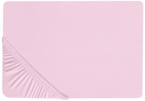 Bavlnená posteľná plachta 180 x 200 cm ružová JANBU Beliani