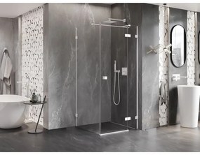 Mexen Lunar T, výklopný sprchový kút pravý 120 x 120 cm, 8mm číre sklo, biely profil, 834T-120-120-20-00-P