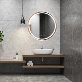 Okrúhle dotykové zrkadlo s LED osvetlením MMJ 80 cm medené
