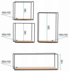 Dekorstudio Sada 5 políc Loft Industrial CFZL-TSF012