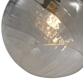 Závesná lampa bronzová s dymovým jantárovým a zeleným sklom okrúhla 4-svetlá - Bao