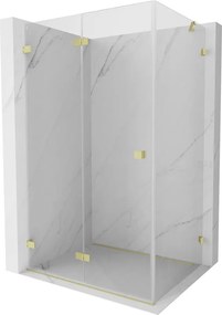 Mexen Lunar-F, 1-krídlový sprchový kút so skladacími dverami, ľavý, 100 x 80 cm, 8mm číre sklo, zlatý matný profil, 836-100-080-55-00-L