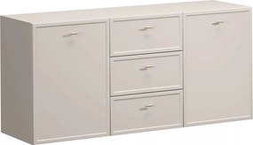 Závesná komoda Lorini 150 cm so zásuvkami - kašmír / zlaté úchytky T-bar