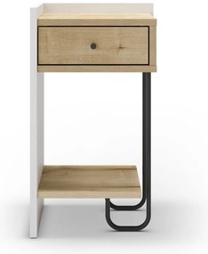 Biely/v prírodnej farbe nočný stolík v dekore duba s poličkami Mercure – Marckeric