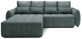 Zelená zamatová rozkladacia/s úložným priestorom rohová pohovka (ľavý roh/s leňoškou) Campo – ELTAP