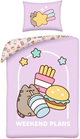 Posteľné obliečky z mikrovlákna Pusheen - motív Weekend Plans - 70 x 90 cm + 140 x 200 cm