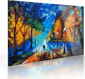 Sklenený obraz - Milenci, Pointilizmus (70x50 cm)