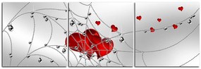 Obraz na plátne - Srdce v striebornej pavučine - panoráma 578B (150x50 cm)