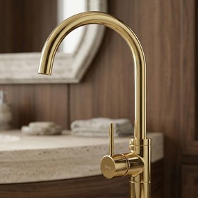 Rea Lungo, voľne stojaca umývadlová batéria, zlatá lesklá, REA-B4307