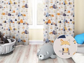 Biante Detský bavlnený záves Sandra SA-613 Modro-oranžové lesné zvieratká na bledo sivom 150x250 cm