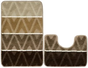 Sada kúpeľňových koberčekov PALMA béžová / hnedá, kosoštvorce