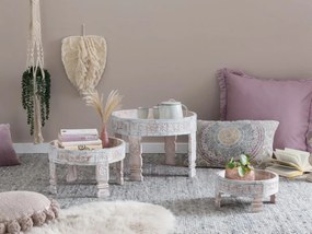 furniture-nabytek.cz - Sada 3 masívnych odkladacích stolíkov Chakki z mangového dreva, biela