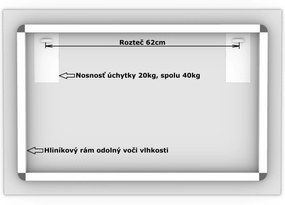 LED zrkadlo Romantico 90x60cm neutrálna biela - wifi aplikácia