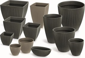 Vysoký kvetináč LATIE ROUND II 40 cm granitovo čierny