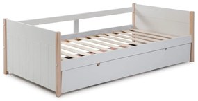 Detská posteľ z borovicového dreva s výsuvným lôžkom v bielo-prírodnej farbe 90x190 cm Kiara – Marckeric