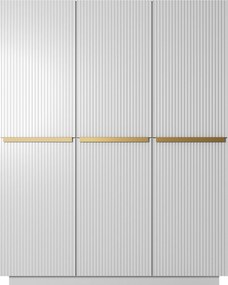 Skriňa Nicole 150 cm s ukrytými zásuvkami - biely mat / zlaté úchytky