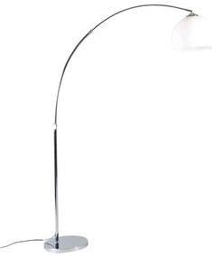Moderná oblúková lampa chróm s bielym tienidlom - Arc Basic