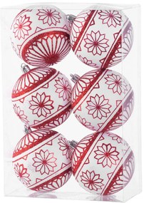 Gule MagicHome Vianoce, 6 ks, 8 cm, červeno - biele, s glitrami, na vianočný stromček