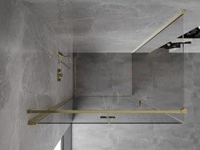 Mexen Mist-F T, 1-krídlový skladací sprchový kút ľavý 75 x 110 cm, číre sklo, zlatý lesklý profil, 8A6T-075-110-50-00-L