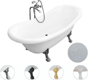 Besco Voľne stojaca vaňa zo sanitárneho kompozitu Amelia Glam S 190x77 bez prepadu BESCO-Typ výpuste: Click-Clack bez prepadu, čierna matná, BESCO-Nô…