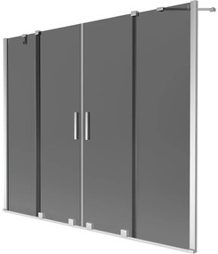 Mexen Velar Duo, 2-krídlová posuvná vaňová zástena 200 x 150 cm, 8mm šedé sklo, chrómový profil, 896-200-000-42-01