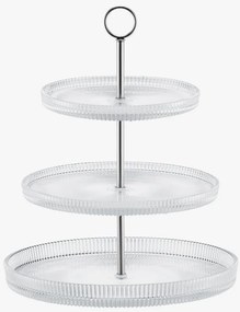 Trojposchodový etažér Curly z drážkovaného skla