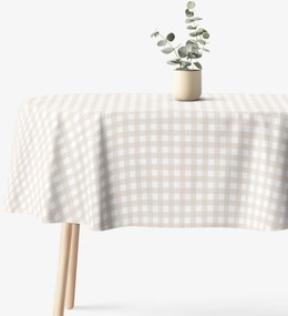 Goldea oválny obrus 100% bavlnené plátno - latte kocky 140 x 220 cm