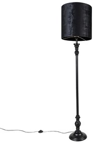 Klasická stojaca lampa čierna s čiernym tienidlom 40 cm - Classico