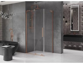Mexen Velar L, sprchový kút s posuvnými dverami 120 x 80 cm, 8mm číre sklo, medená matná, 871-120-080-03-65