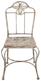 Biela antik kovová záhradná stolička so včielkou French - 47*47*91 cm