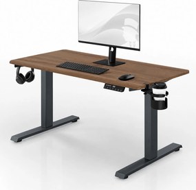 Elektrický stôl s reguláciou výšky ergonomický antracitový/orech,1200x600 mm: ARIA