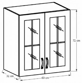 Horná kuchynská skrinka so sklom G60S Sillina (sosna andersen). Vlastná spoľahlivá doprava až k Vám domov. 1015057