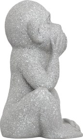 Záhradná figúrka z magnézia Moneky1, 41 cm, sivá