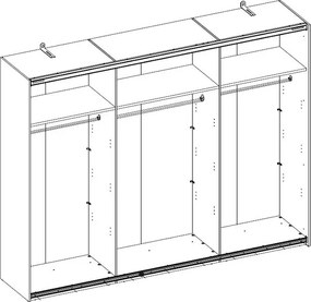 Šatník s posuvnými dverami Dover, 270 cm, zrubová doska / tmavý betón