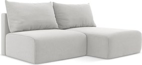 Svetlosivá zamatová rozkladacia/s úložným priestorom rohová pohovka (pravý roh/s leňoškou) Kalena – Makamii