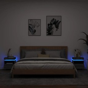 Nočné stolíky s LED svetlami 2 ks sivé sonoma 40x39x48,5 cm 836795