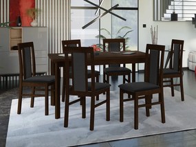 Rozkladací stôl so 6 stoličkami - AL34, Morenie: orech, Poťahové látky: Kronos 7