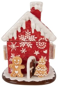 Červená keramická dóza perníková chalúpka - Ø 22*28 cm