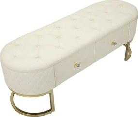Lavica Sharon 120 cm s úložným priestorom ekokoža biela/zlatá