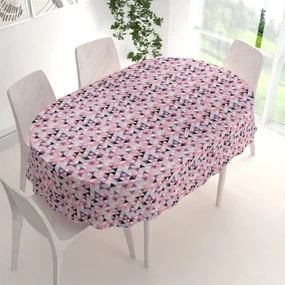 Biante Bavlnený oválny obrus Sandra SA-330 Ružovo-fialovo-čierne trojuholníčky 120x200 cm