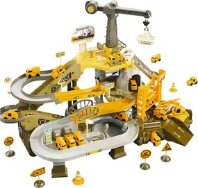 LEAN Toys Interaktívna súprava dráhy pre stavebné vozidlá na banskom parkovisku