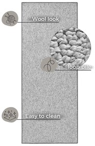 Sivý behúň 80x200 cm Wolly - BT Carpet