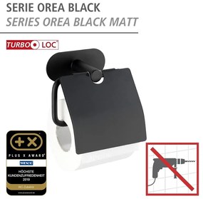Čierny nástenný držiak na toaletný papier Wenko Orea