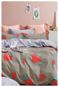 Predĺžené obliečky na jednolôžko z bavlny Renforcé s plachtou/3-dielne 160x220 cm Strawberry – Mila Home