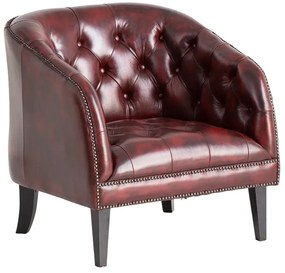 furniture-nabytek.cz - Kreslo Chesterfield Oakland z masívnej pravej kože, červené
