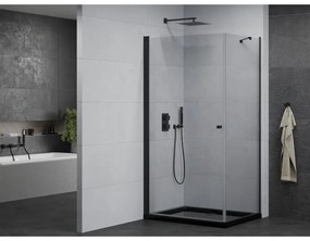 Mexen Pretoria, sprchovací kút 100 (dvere) x 120 (stena) cm, 6mm číre sklo, čierny profil + čierna sprchová vanička, 852-100-120-70-00-4070B