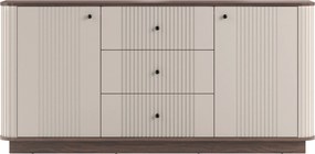 Komoda Vespera 160 cm na sokli - kašmírová / orech / čierna